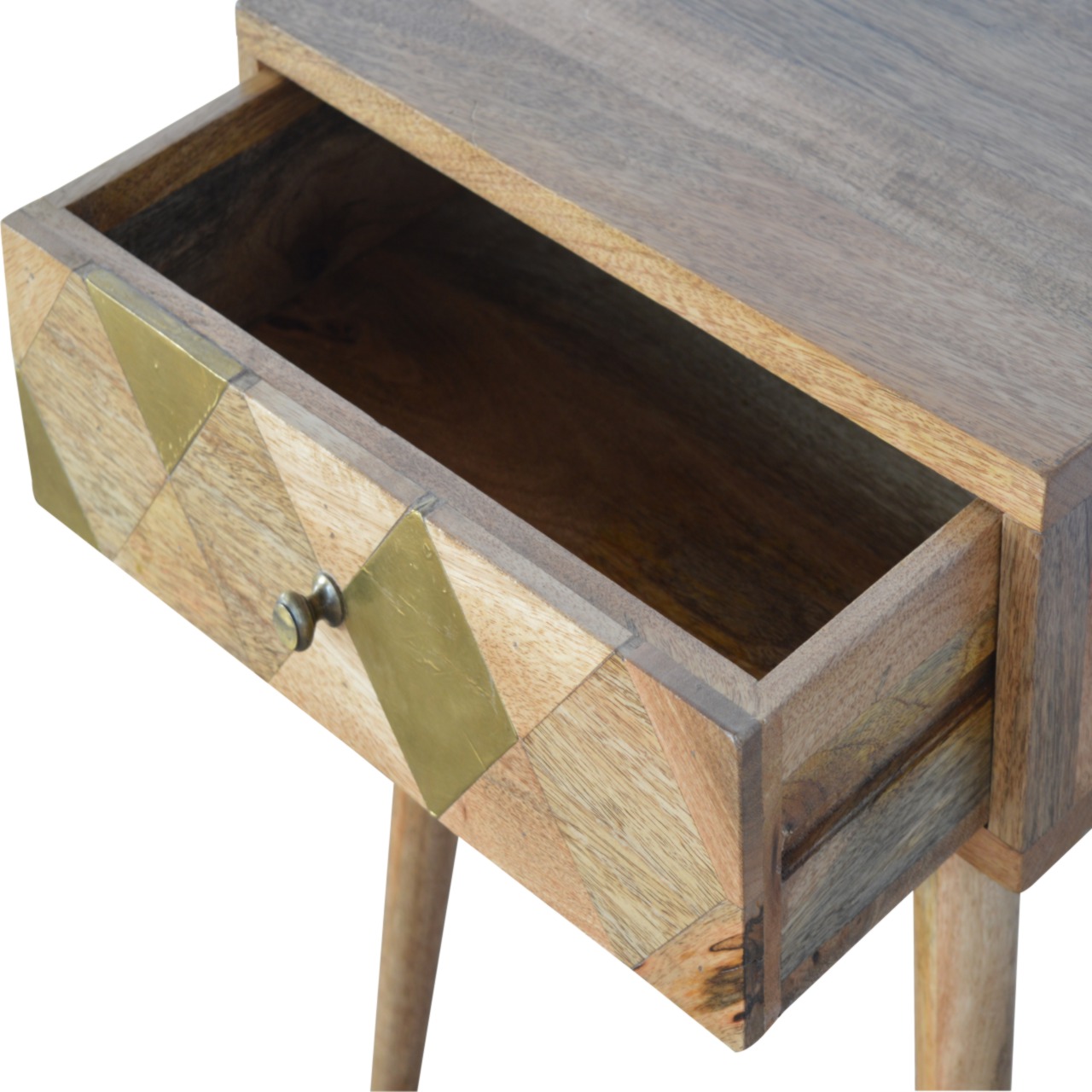 1 Drawer Gold Brass Bedside - Image 4