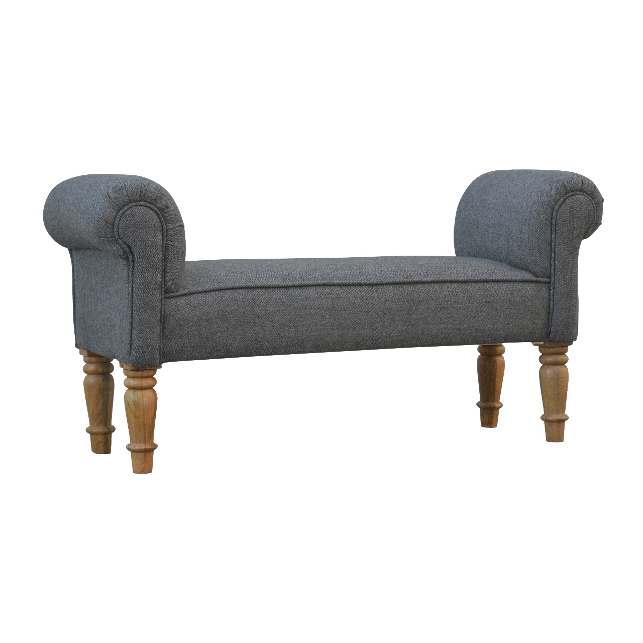 Black Tweed Bench with Turned Feet - Image 3