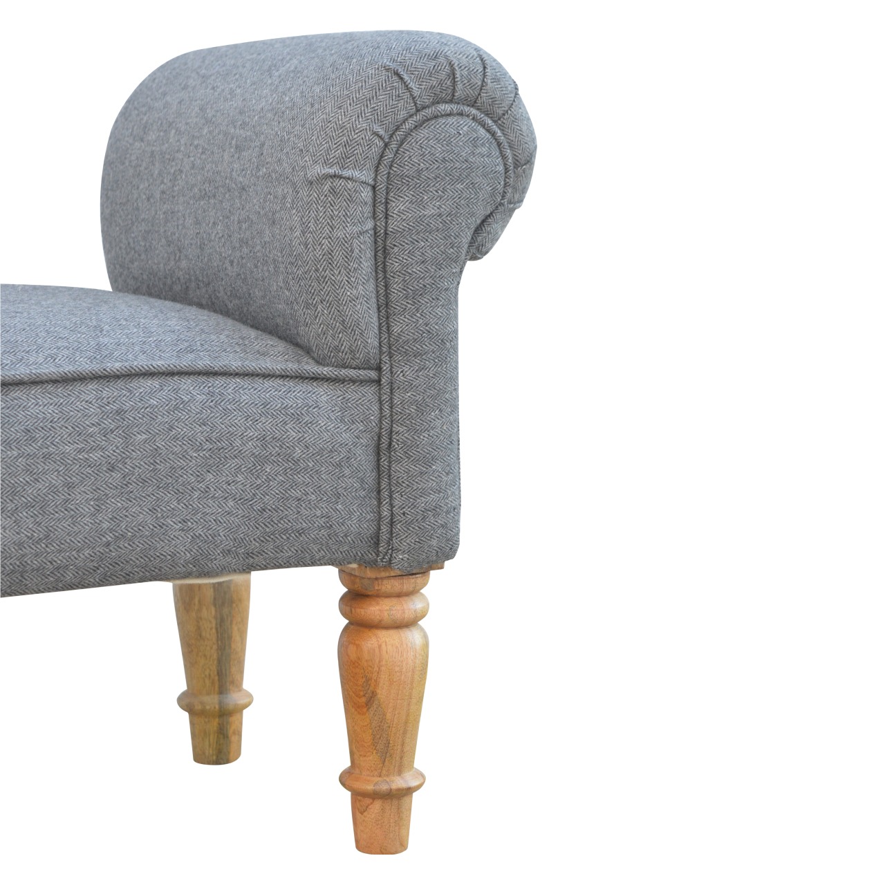 Black Tweed Bench with Turned Feet - Image 4