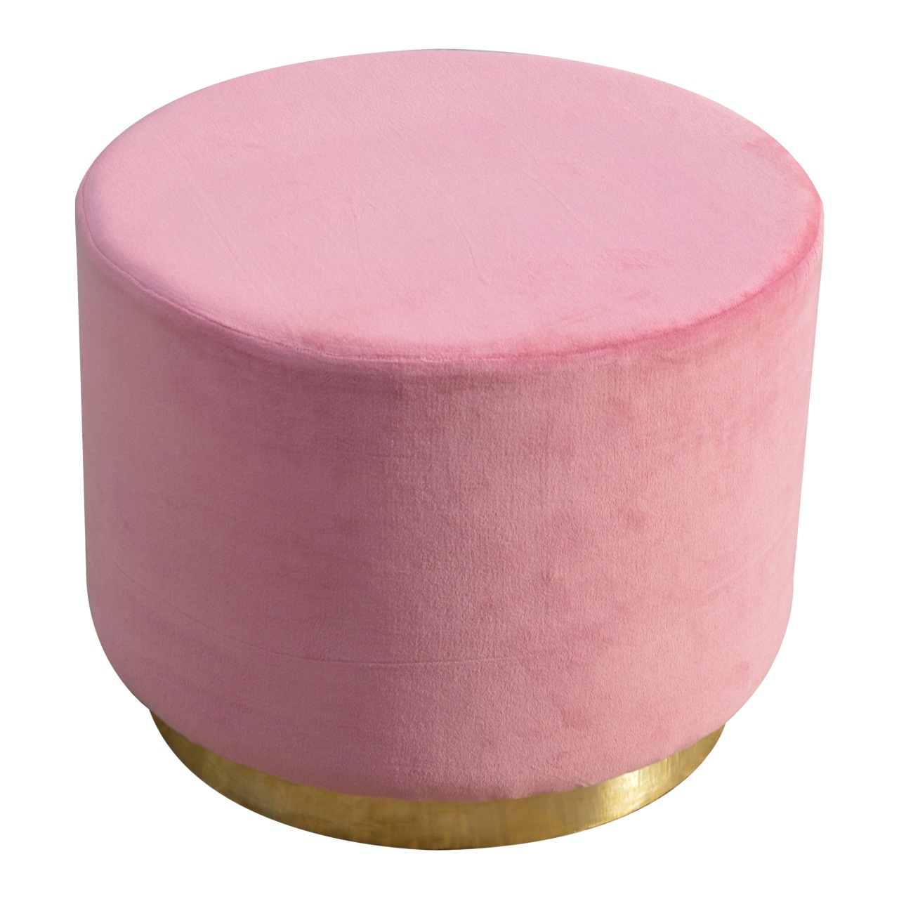 IN426 - Dusty Pink Velvet Footstool with Gold Base - Image 2