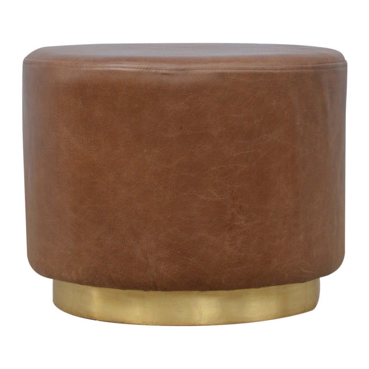 Buffalo Footstool with Gold Base