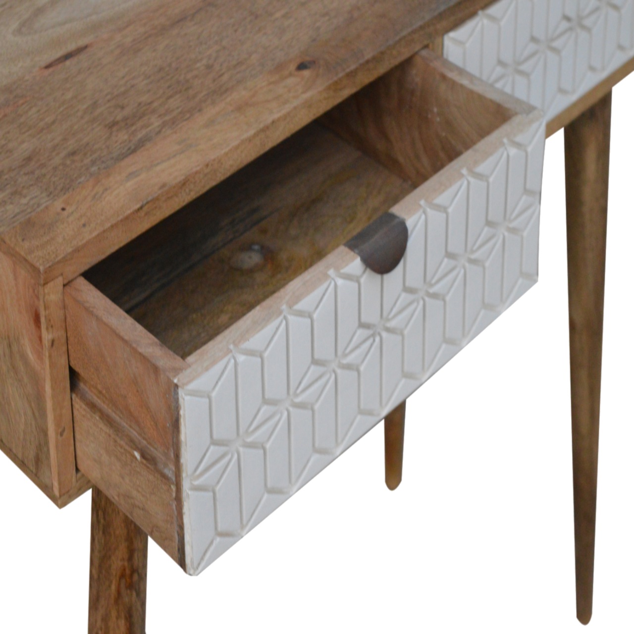 Sleek White Carved Console Table - Image 5