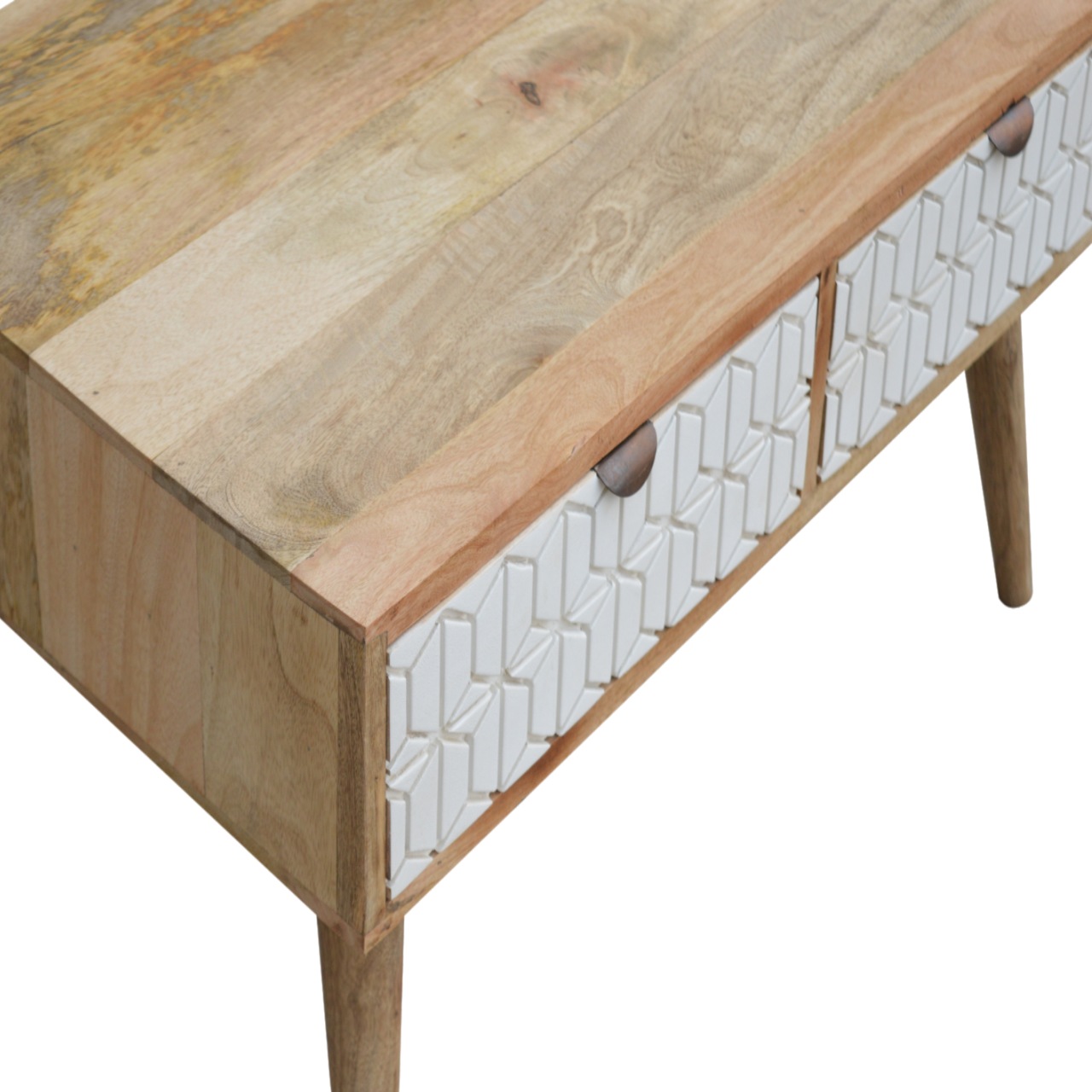 Sleek White Carved Coffee Table - Image 5