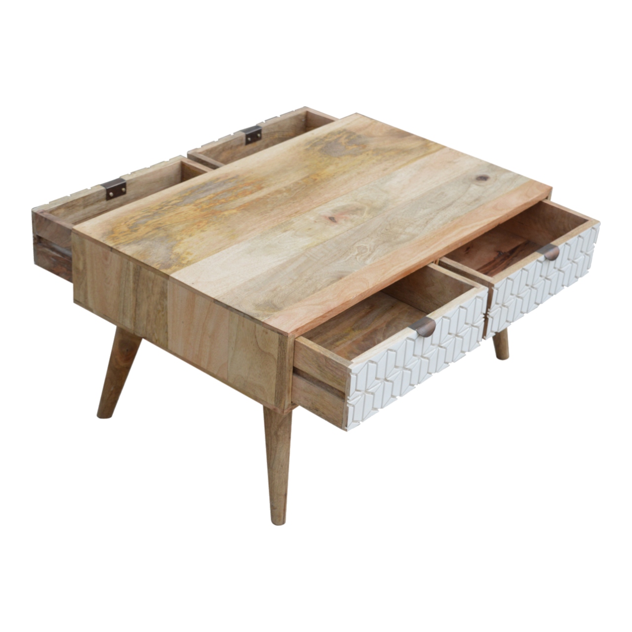 Sleek White Carved Coffee Table - Image 7