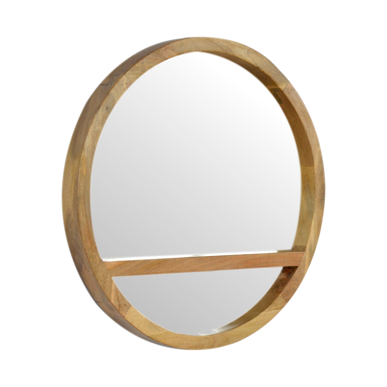 Wooden Round Mirror with 1 Shelf - Image 3