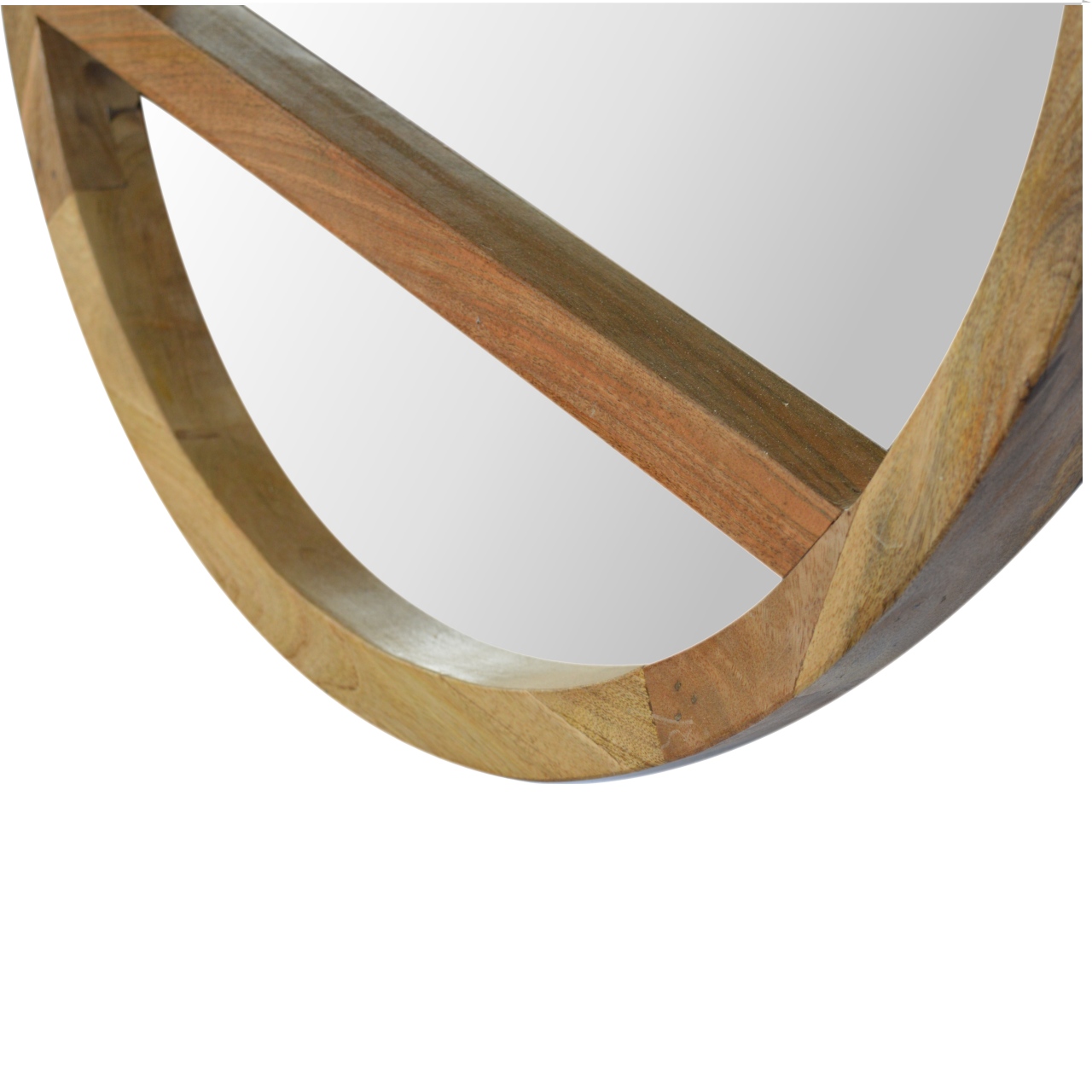 Wooden Round Mirror with 1 Shelf - Image 4