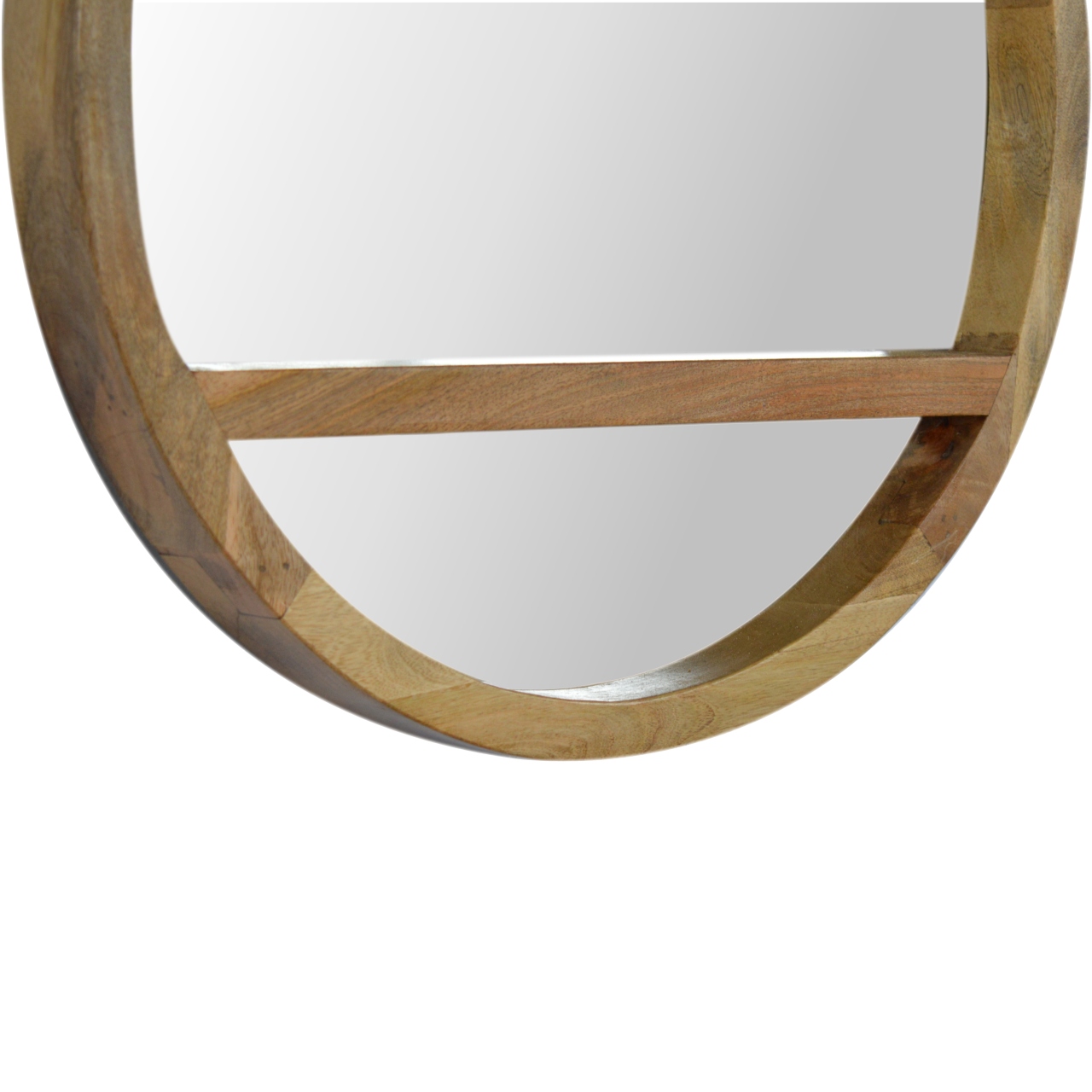 Wooden Round Mirror with 1 Shelf - Image 7