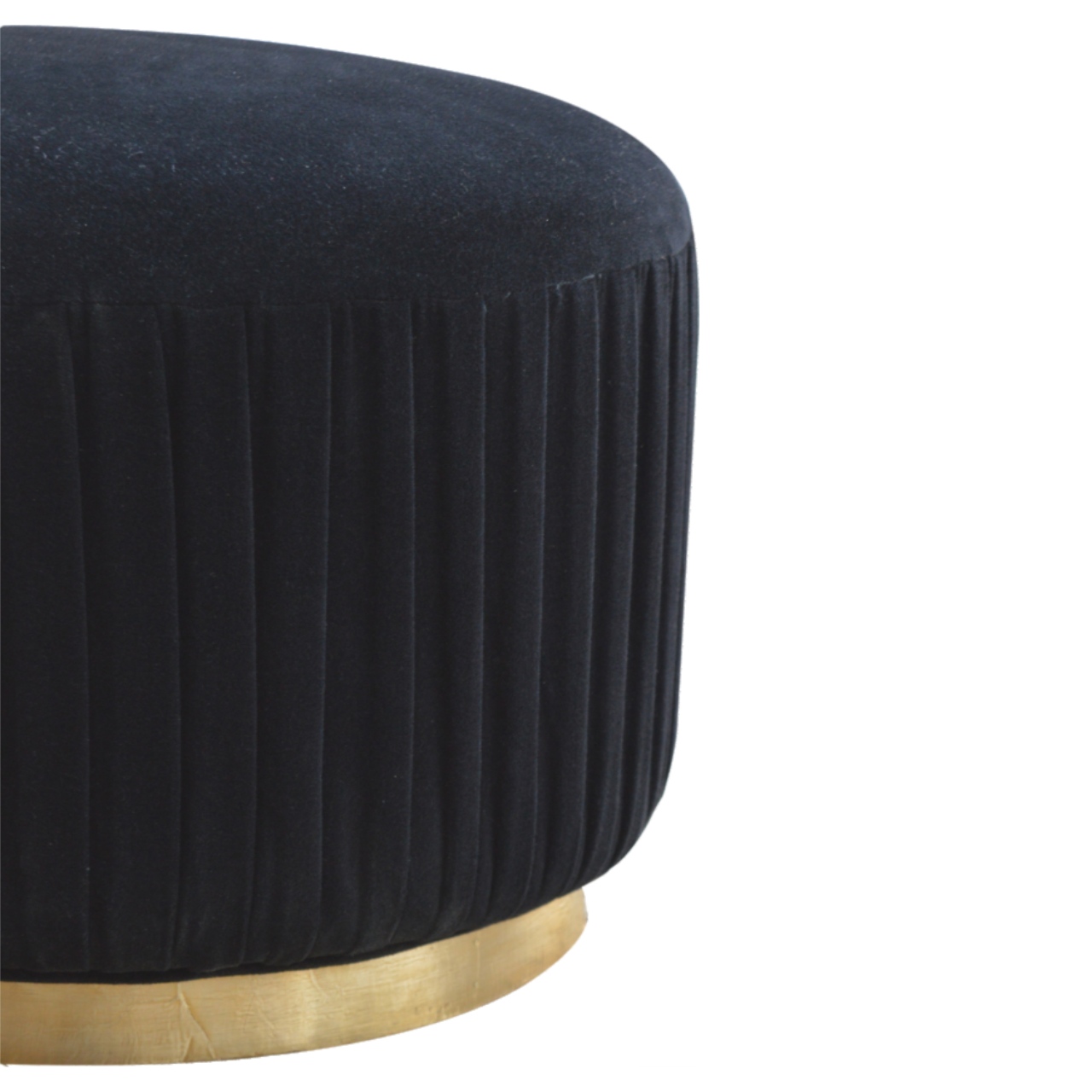 Black Velvet Pleated Footstool - Image 3