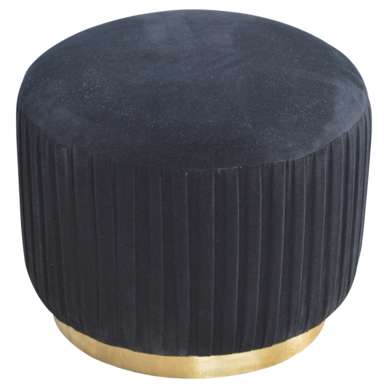 Black Velvet Pleated Footstool - Image 2