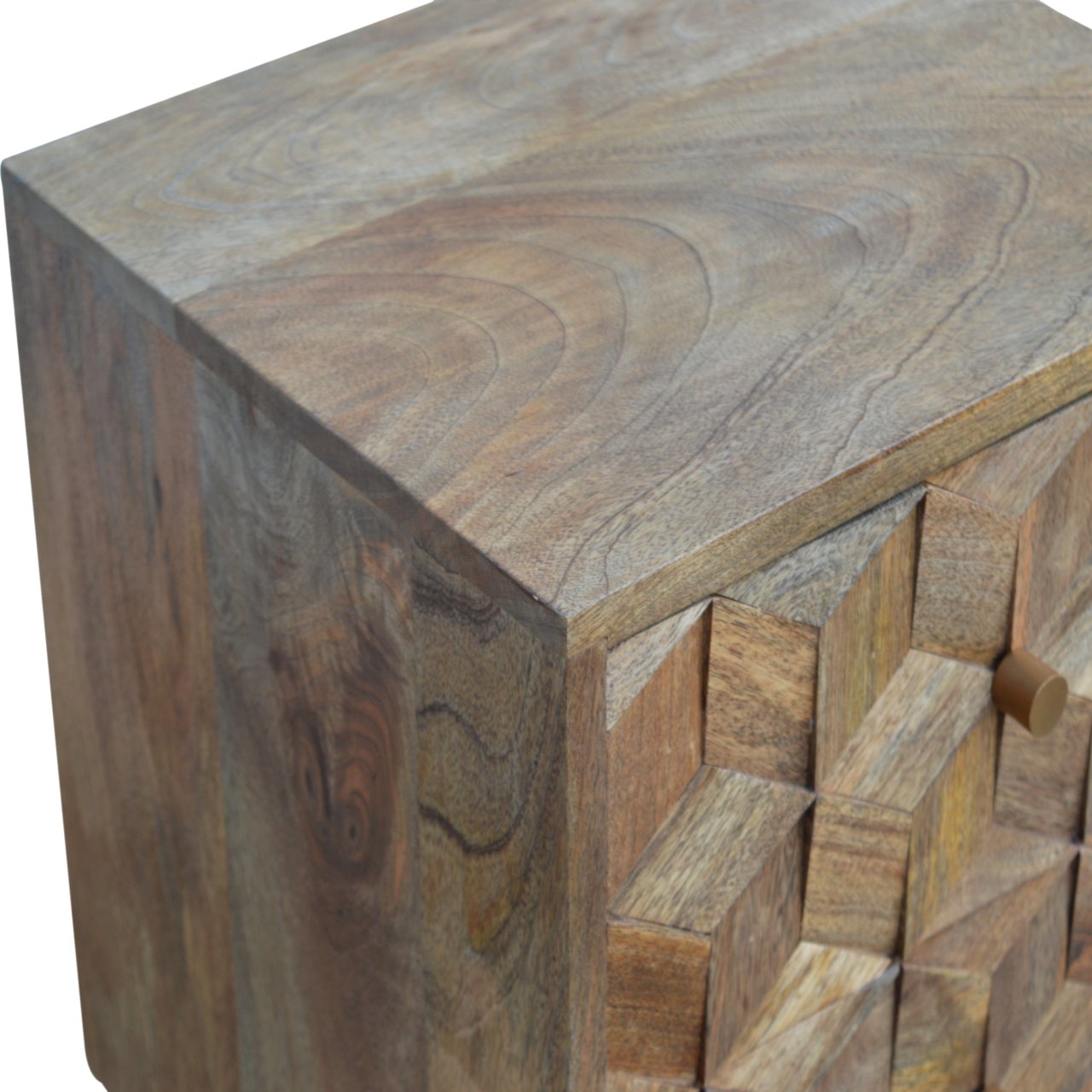 Cube Carved 2 Drawer Bedside - Image 7