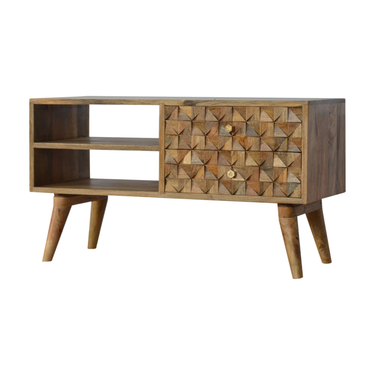 Diamond Carved Oak-ish Media Unit - Image 3