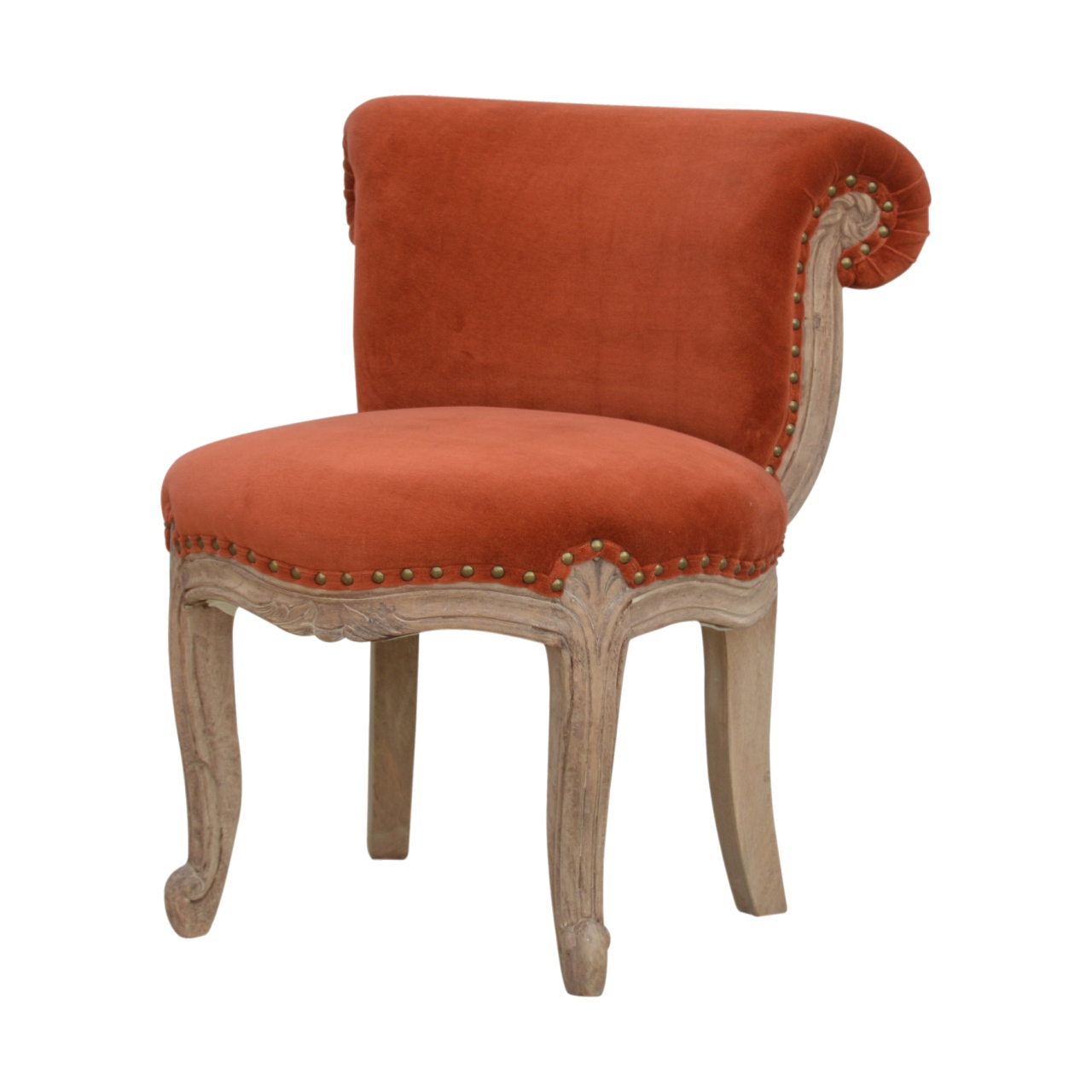 Brick Red Velvet Studded Chair - Image 2