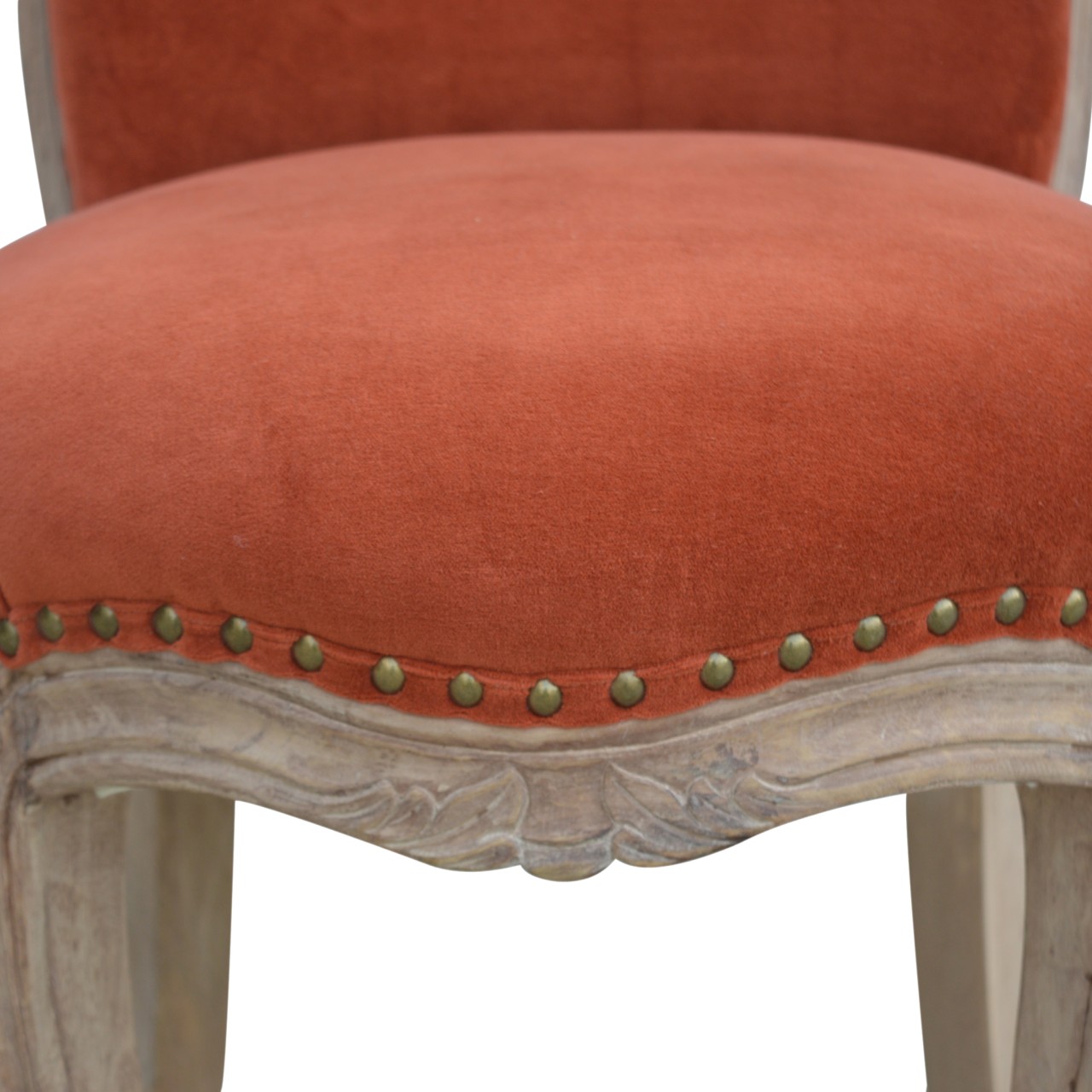 Brick Red Velvet Studded Chair - Image 7