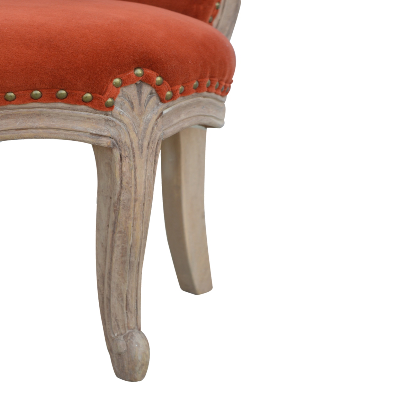 Brick Red Velvet Studded Chair - Image 6