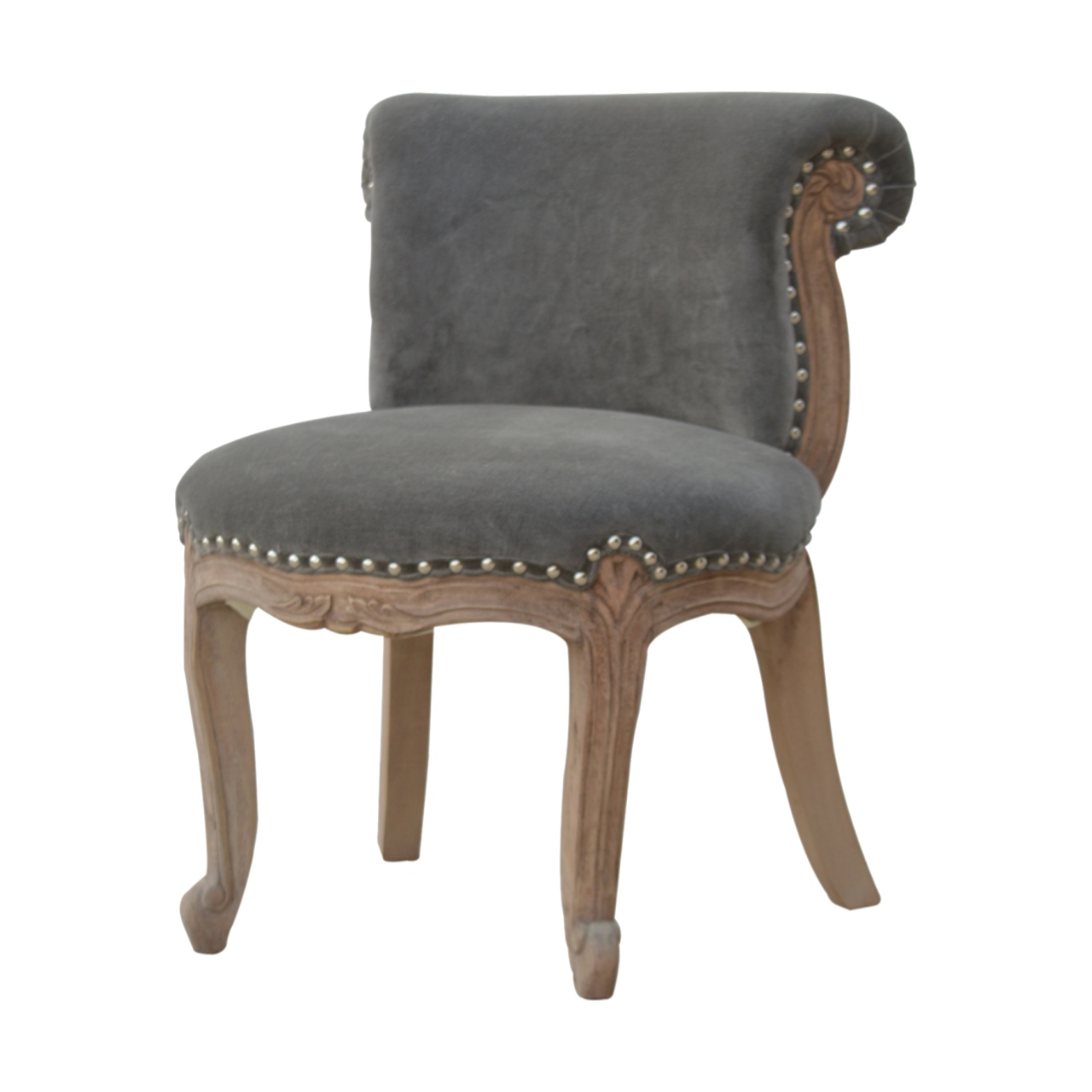 Grey Velvet Studded Chair - Image 3