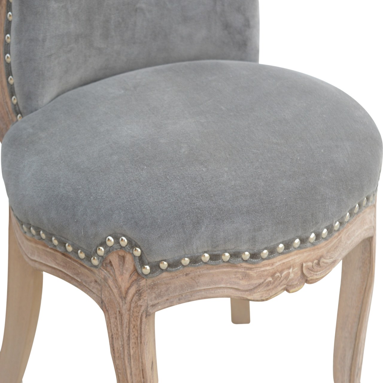 Grey Velvet Studded Chair - Image 6