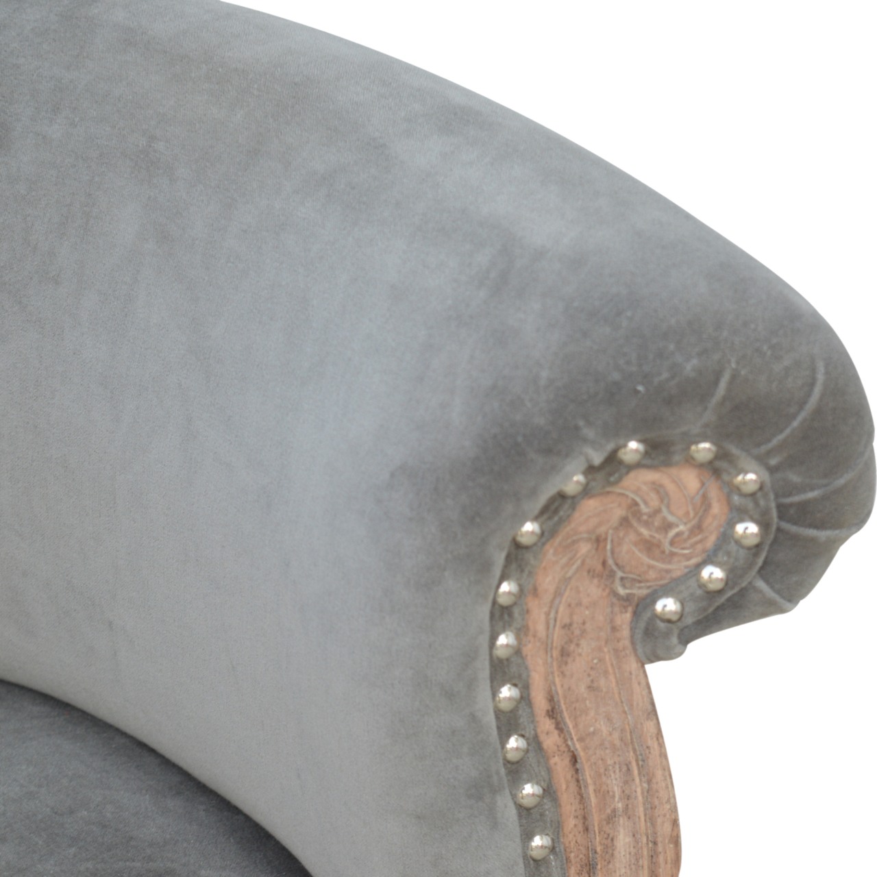 Grey Velvet Studded Chair - Image 5