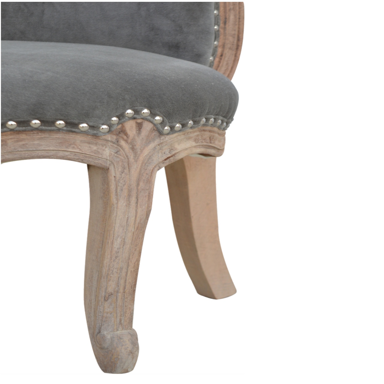 Grey Velvet Studded Chair - Image 7