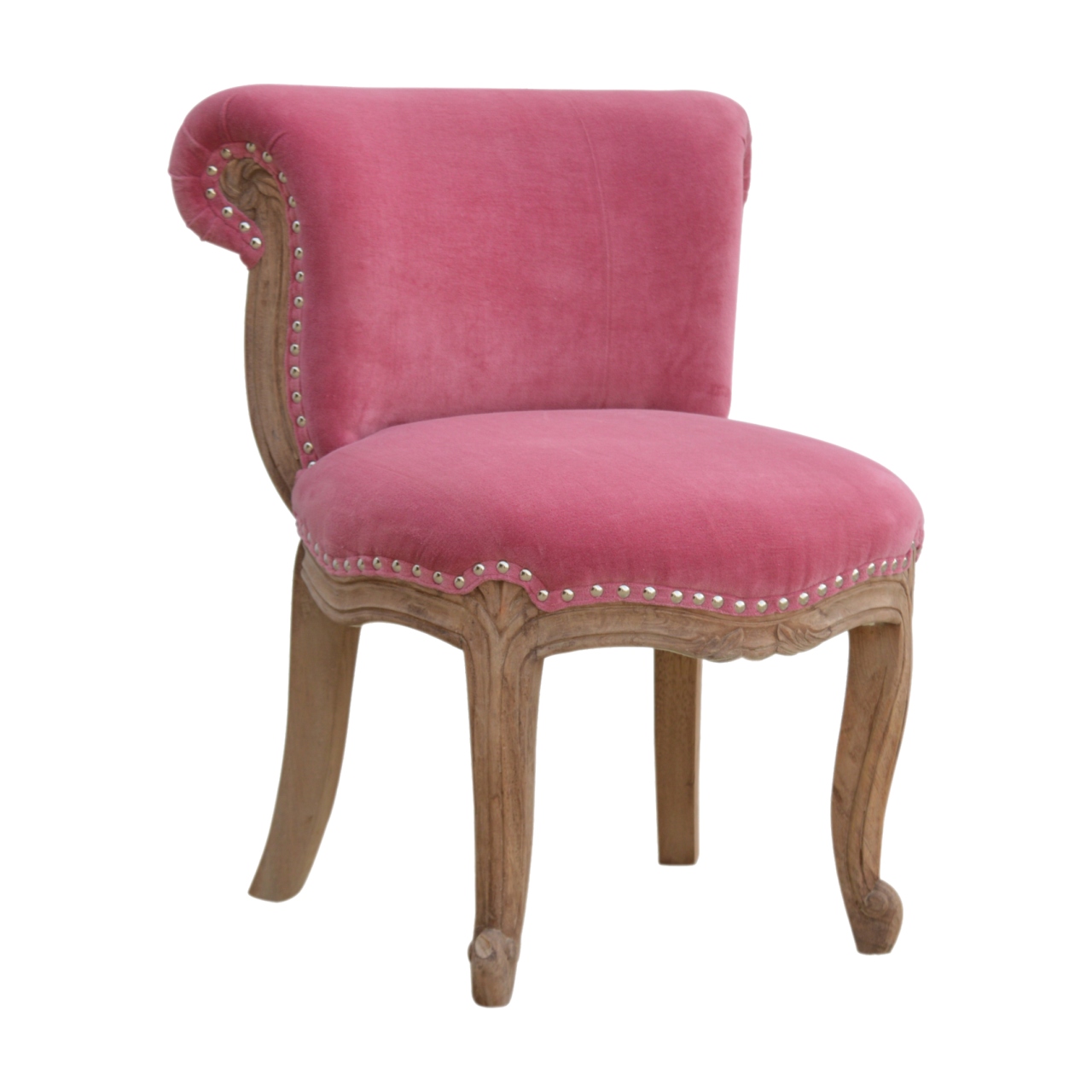 Pink Velvet Studded Chair - Image 2
