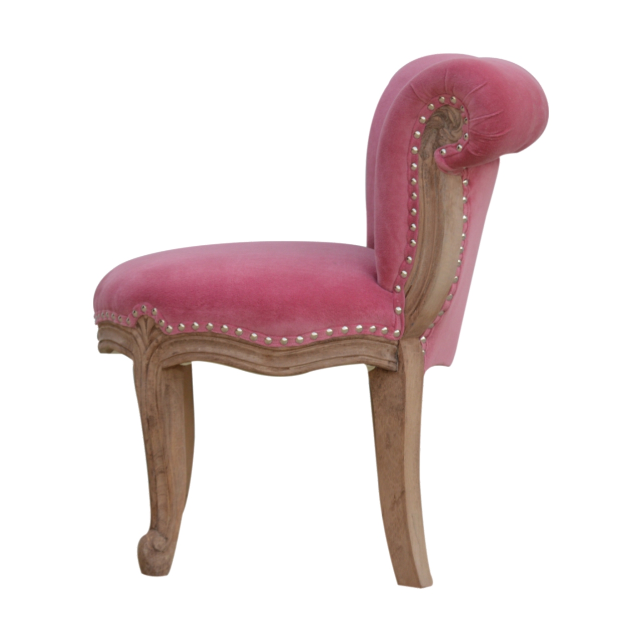 Pink Velvet Studded Chair - Image 3