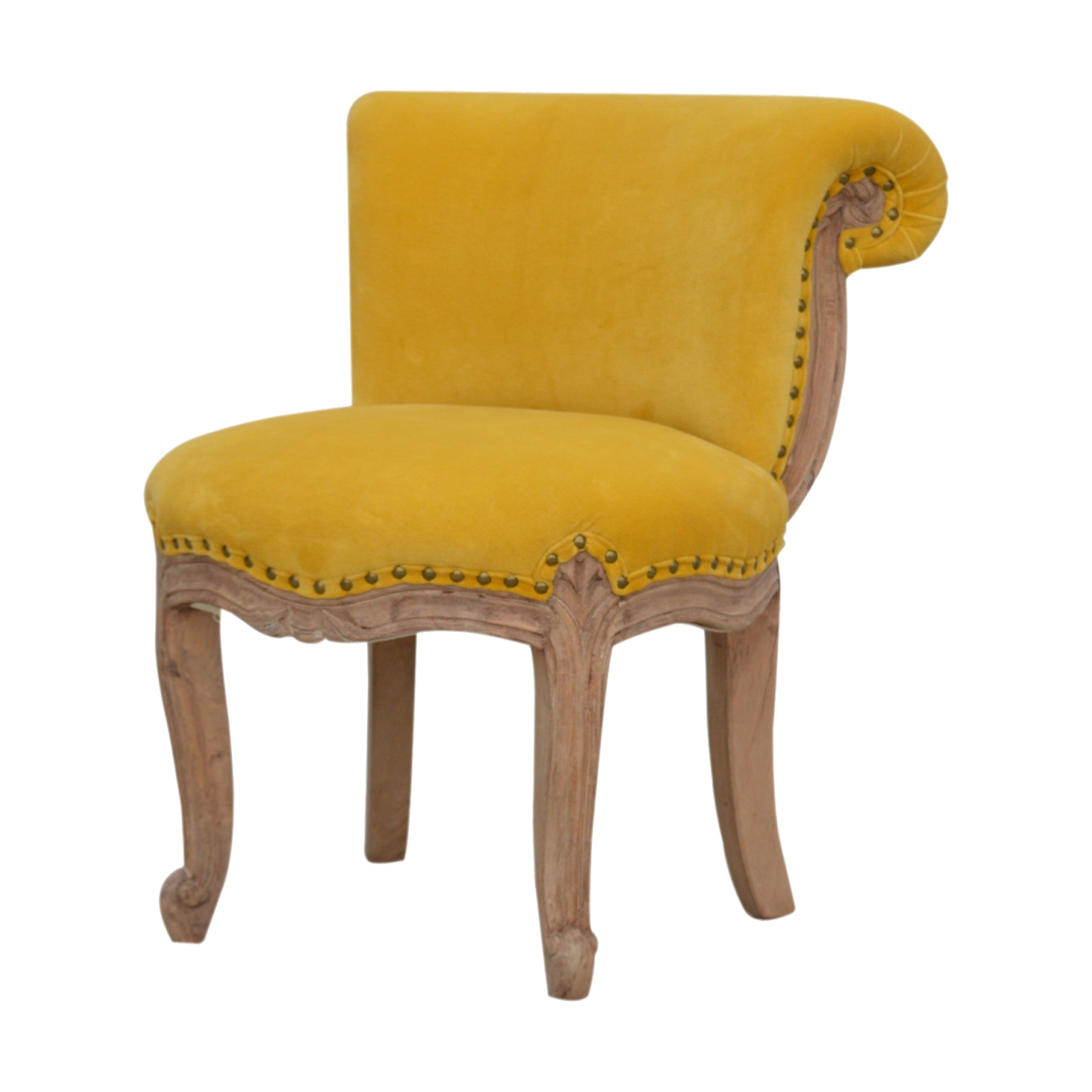 Mustard Velvet Studded Chair - Image 3
