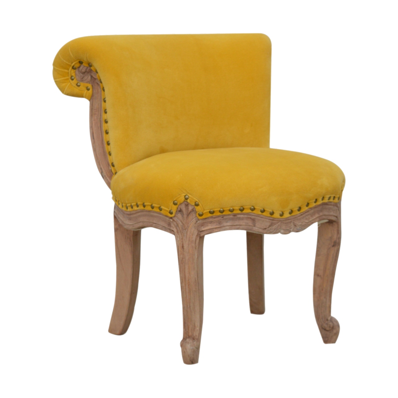 Mustard Velvet Studded Chair - Image 2