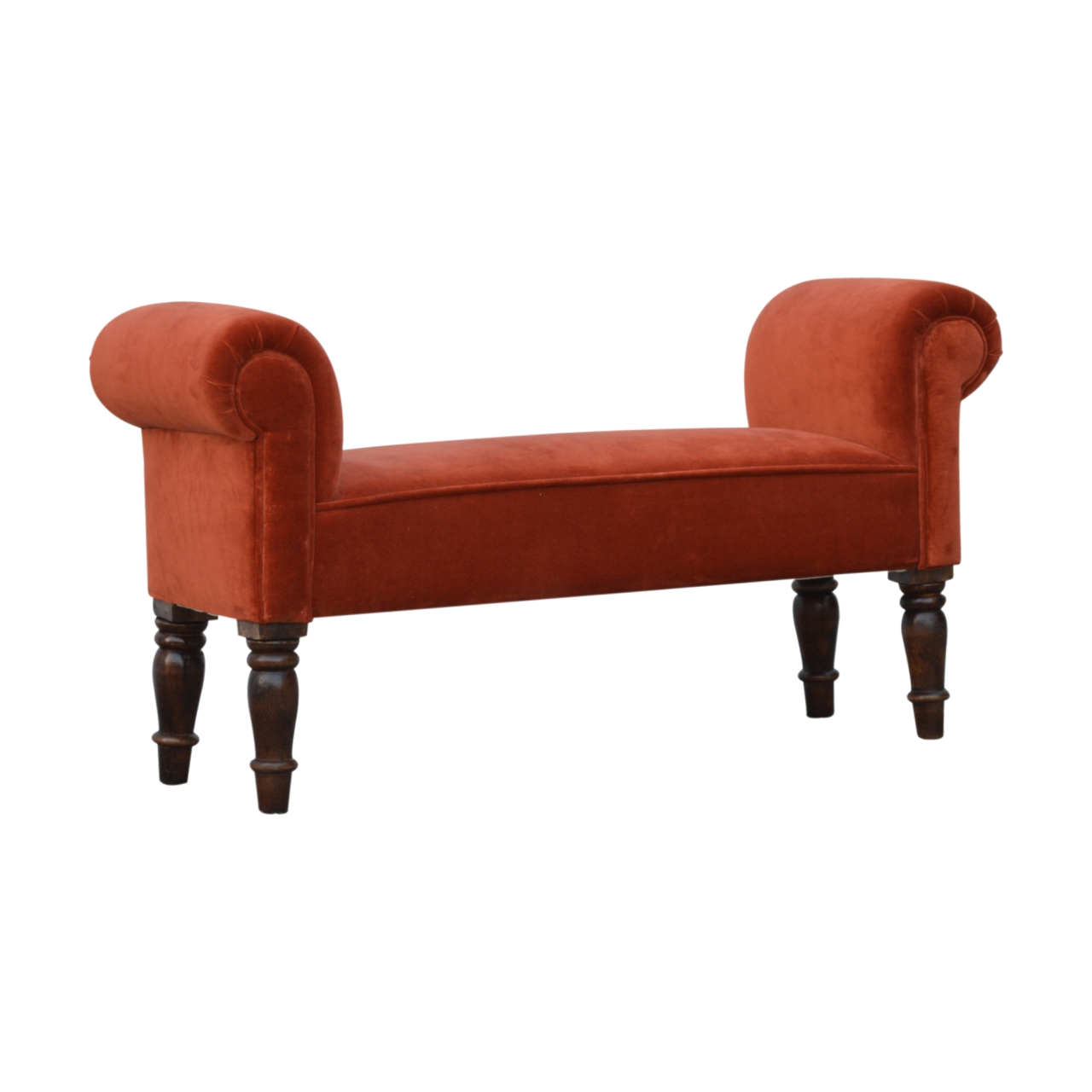 Brick Red Velvet Bench - Image 2
