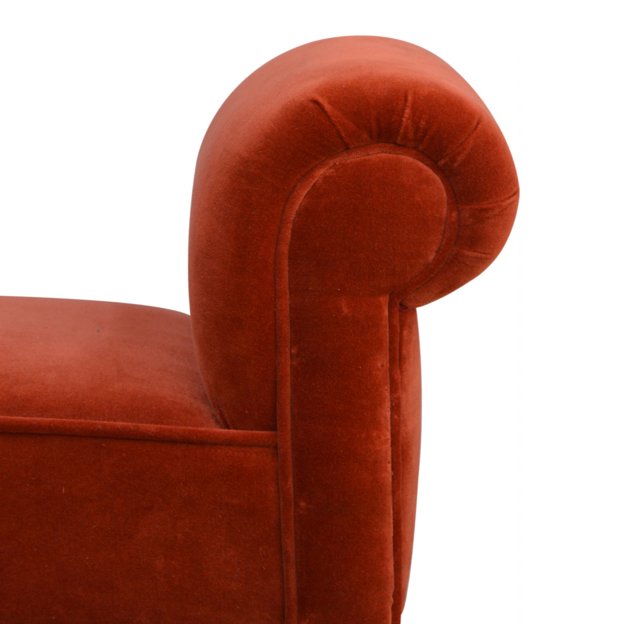 Brick Red Velvet Bench - Image 6