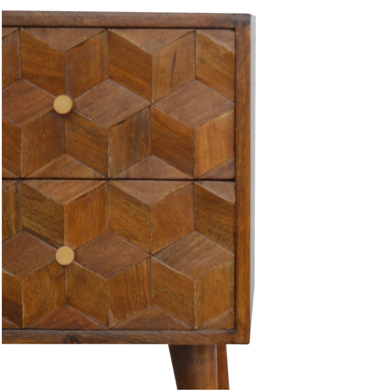Chestnut Cube Carved Bedside - Image 4