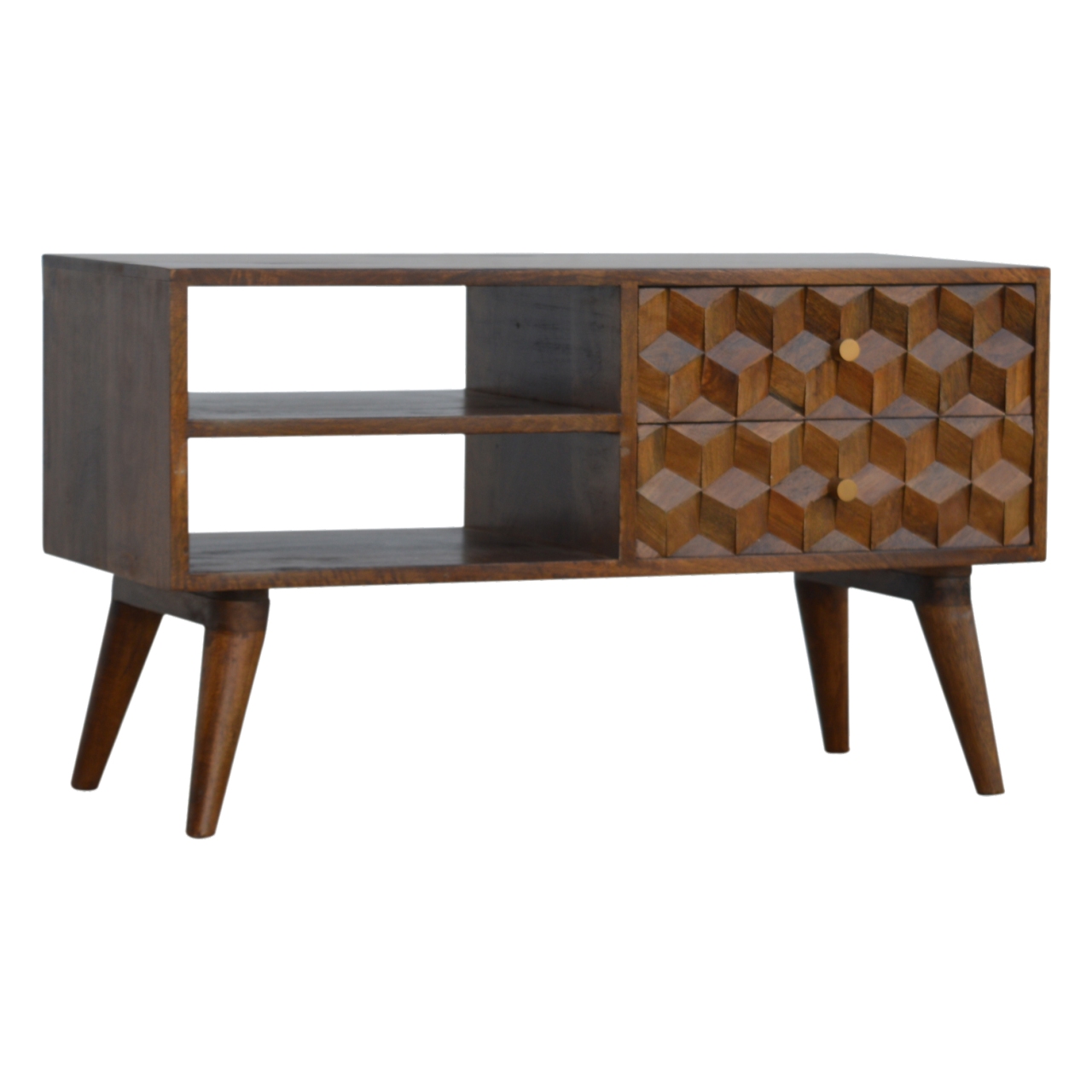 Chestnut Cube Carve Media Unit - Image 3