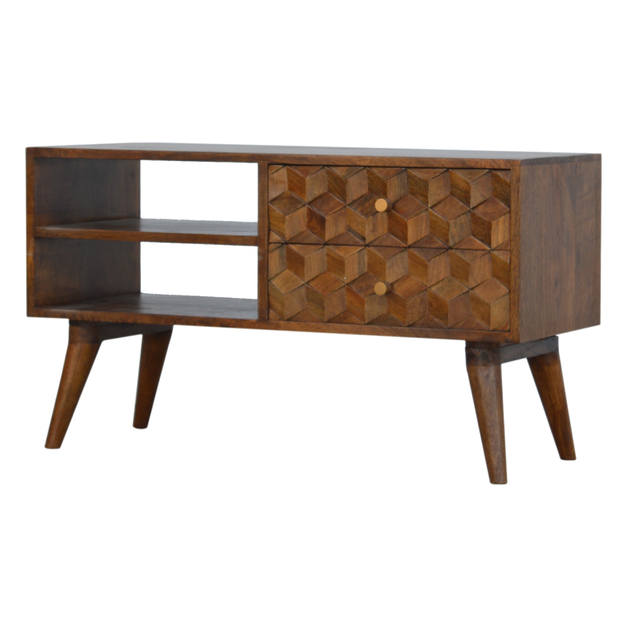 Chestnut Cube Carve Media Unit - Image 2