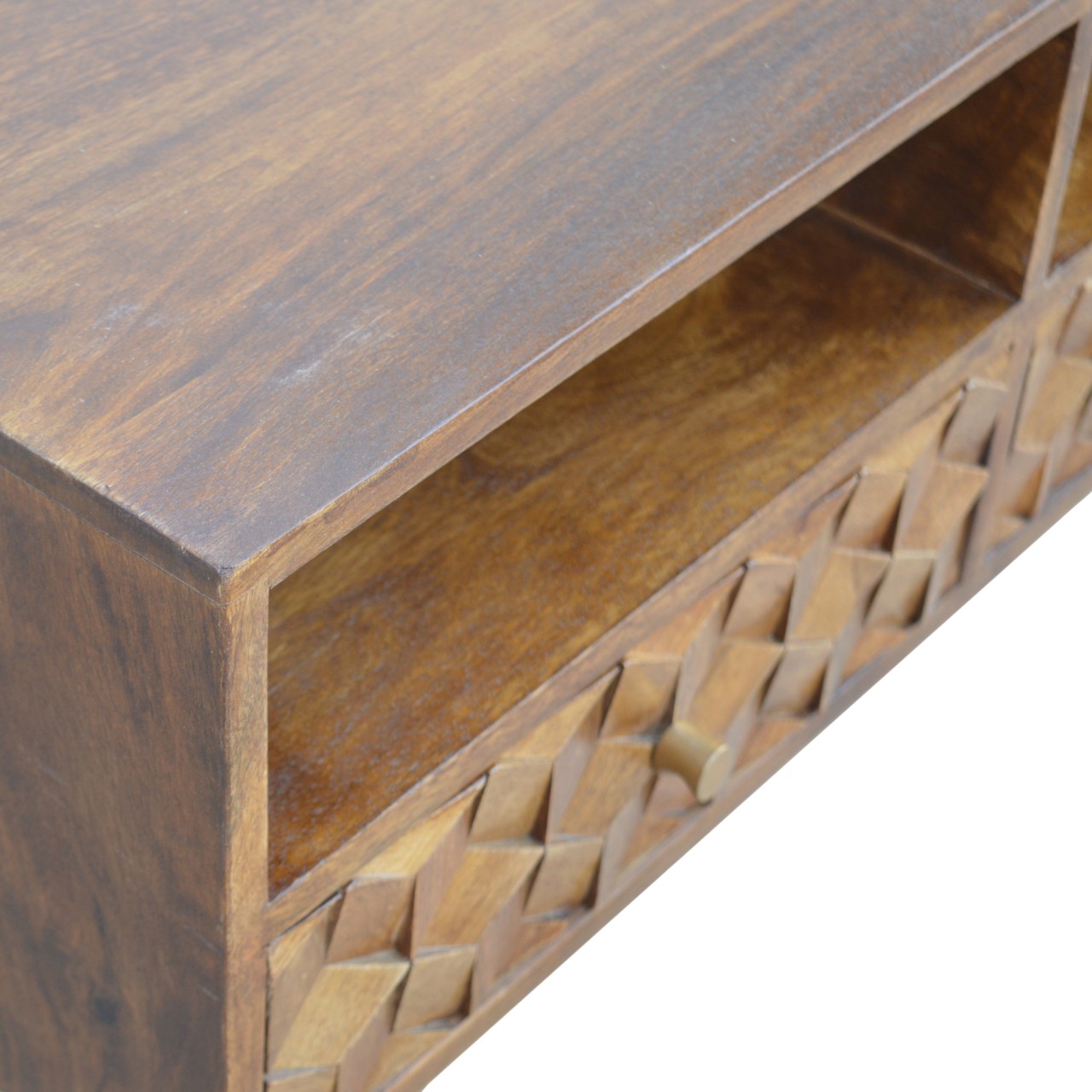 Chestnut Cube Carved TV Unit - Image 6