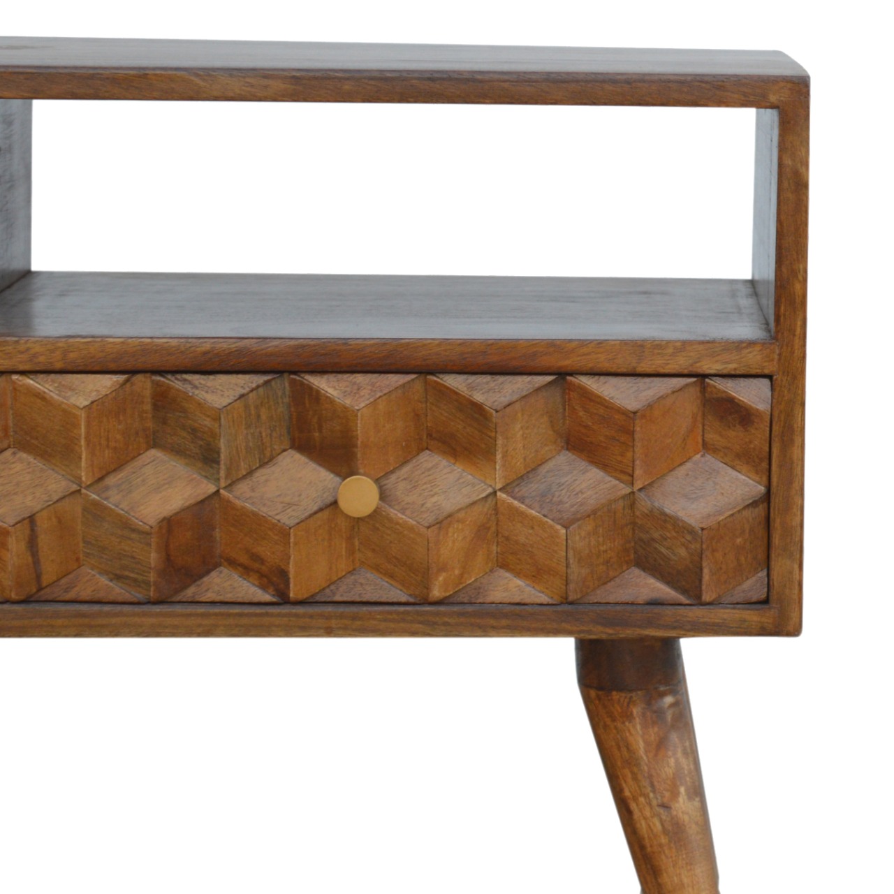 Chestnut Cube Carved TV Unit - Image 4