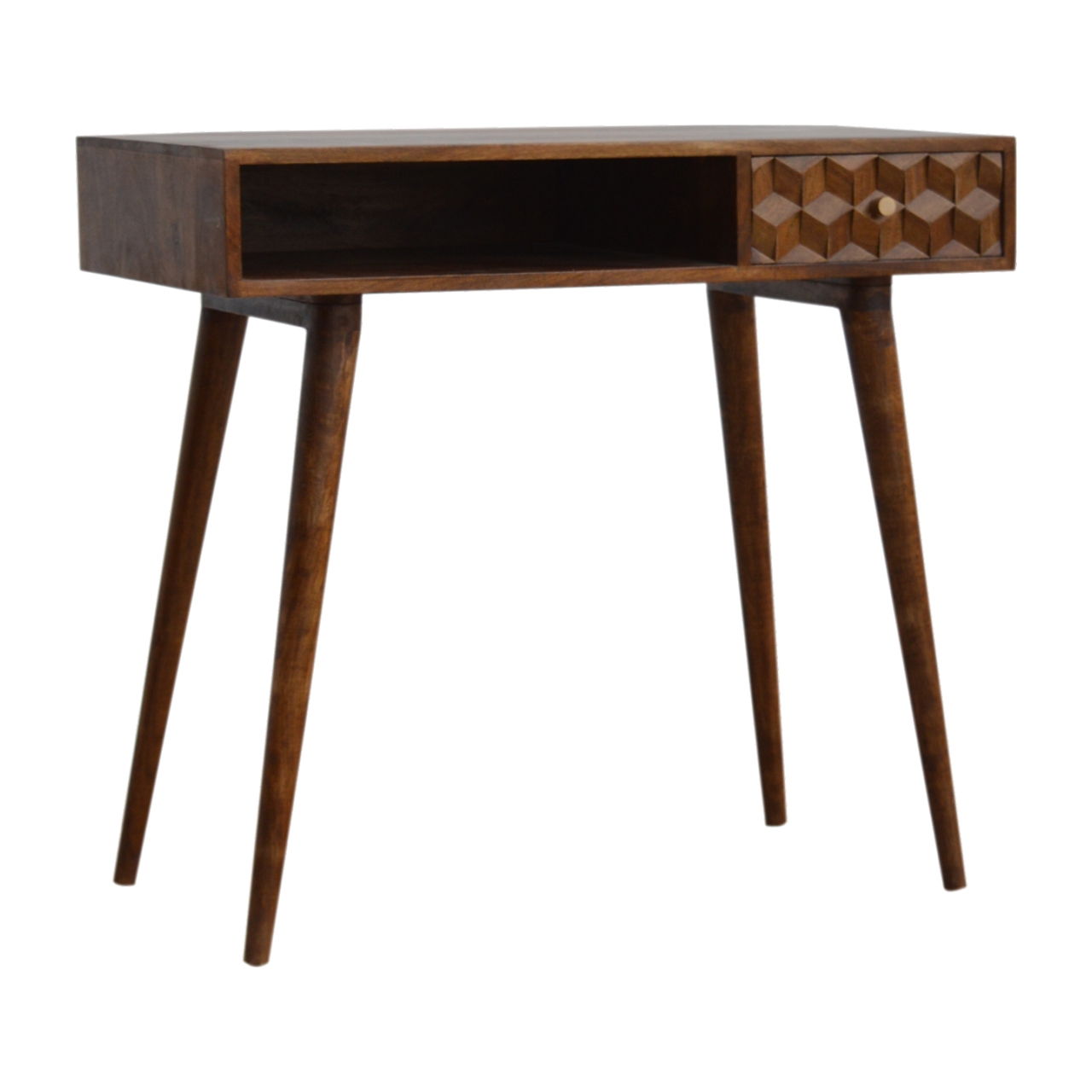 Chestnut Cube Carved Writing Desk - Image 3