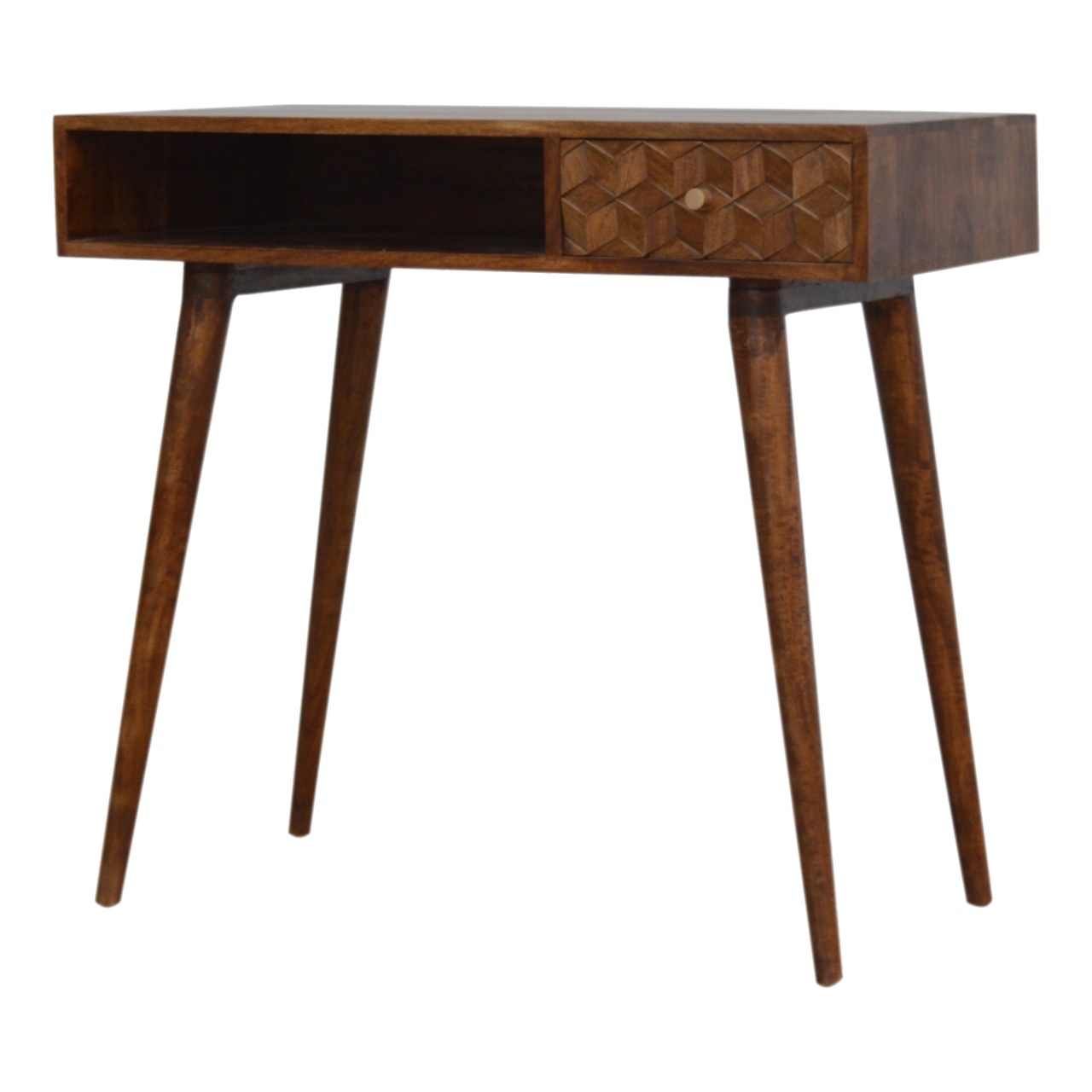 Chestnut Cube Carved Writing Desk - Image 2