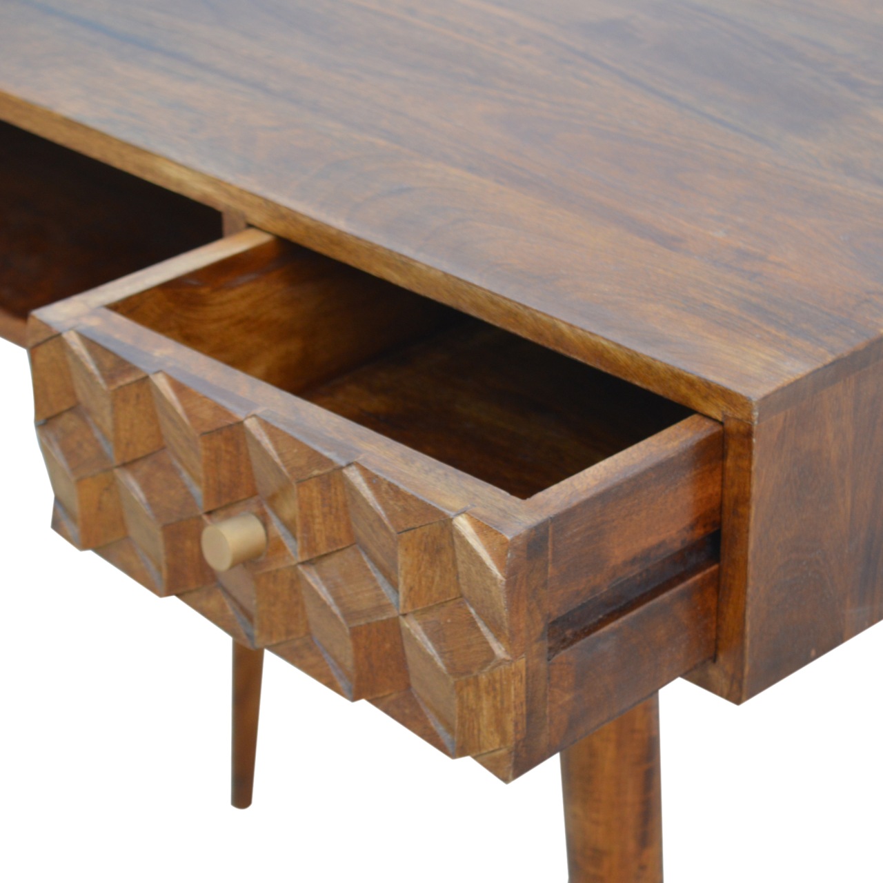 Chestnut Cube Carved Writing Desk - Image 4