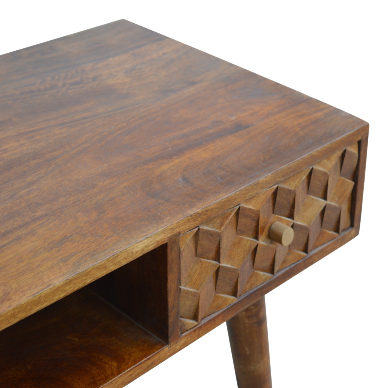Chestnut Cube Carved Writing Desk - Image 5