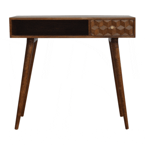 Chestnut Cube Carved Writing Desk - Image 10