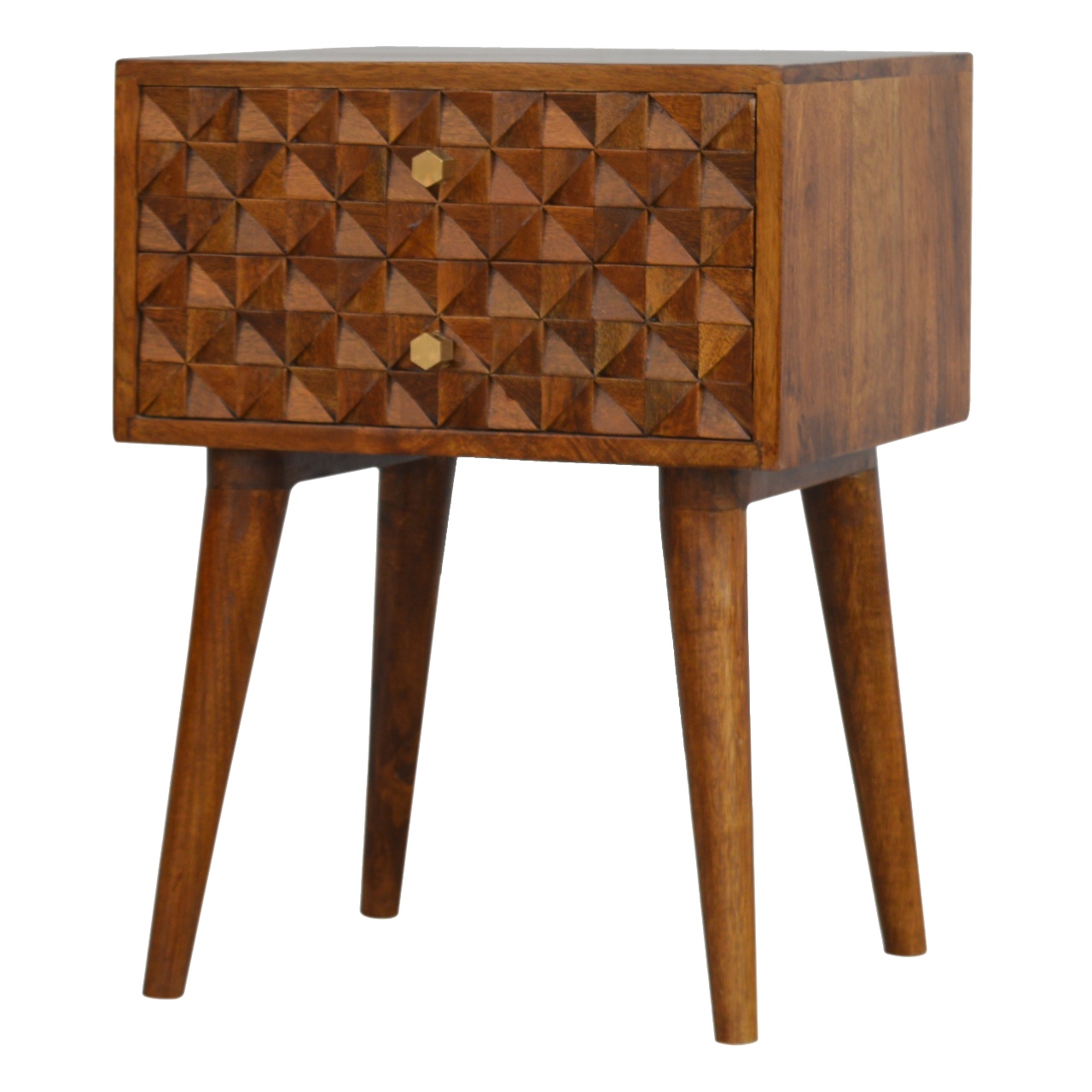Diamond Carved Chestnut Bedside - Image 2