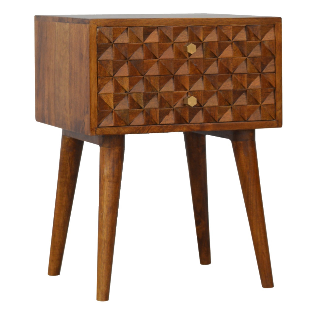 Diamond Carved Chestnut Bedside - Image 3