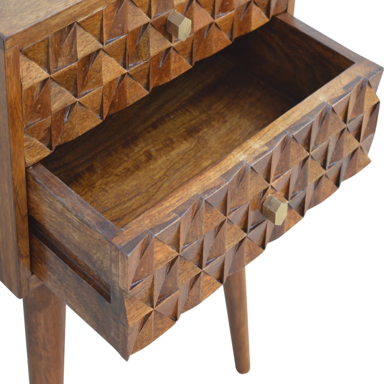Diamond Carved Chestnut Bedside - Image 5