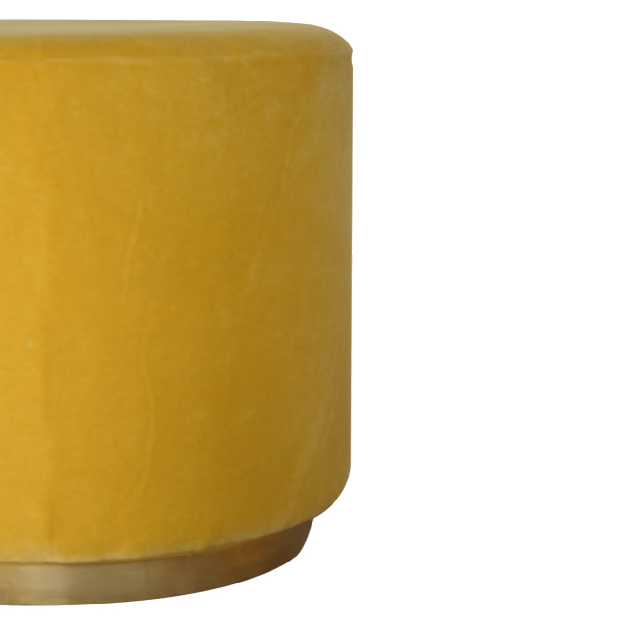IN818 - Mustard Velvet Footstool with Gold Base - Image 4