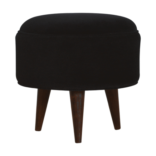 Black Velvet Nordic Style Footstool - Image 7