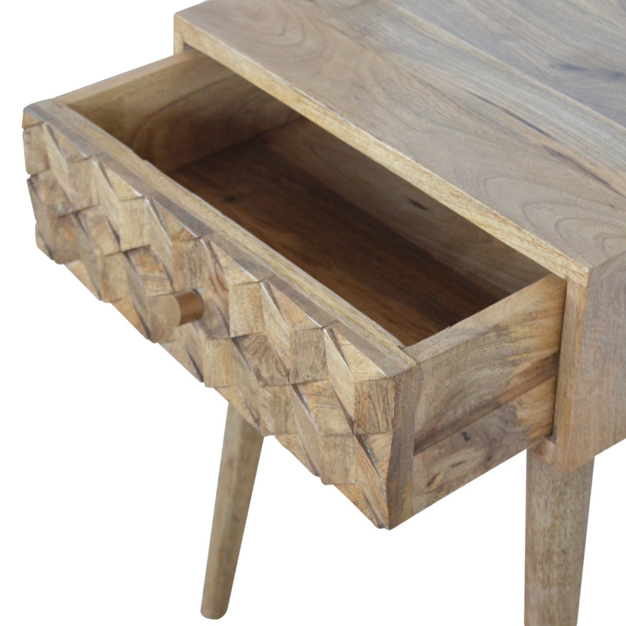 Cube Carved 1 Drawer Bedside - Image 5