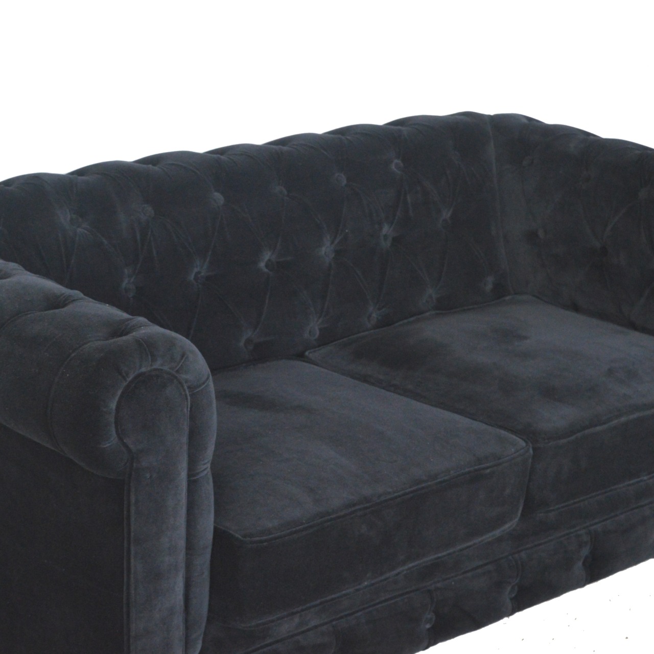 Black Velvet Chesterfield Sofa - Image 4