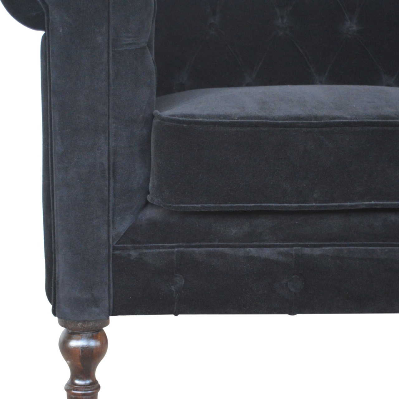 Black Velvet Chesterfield Sofa - Image 5