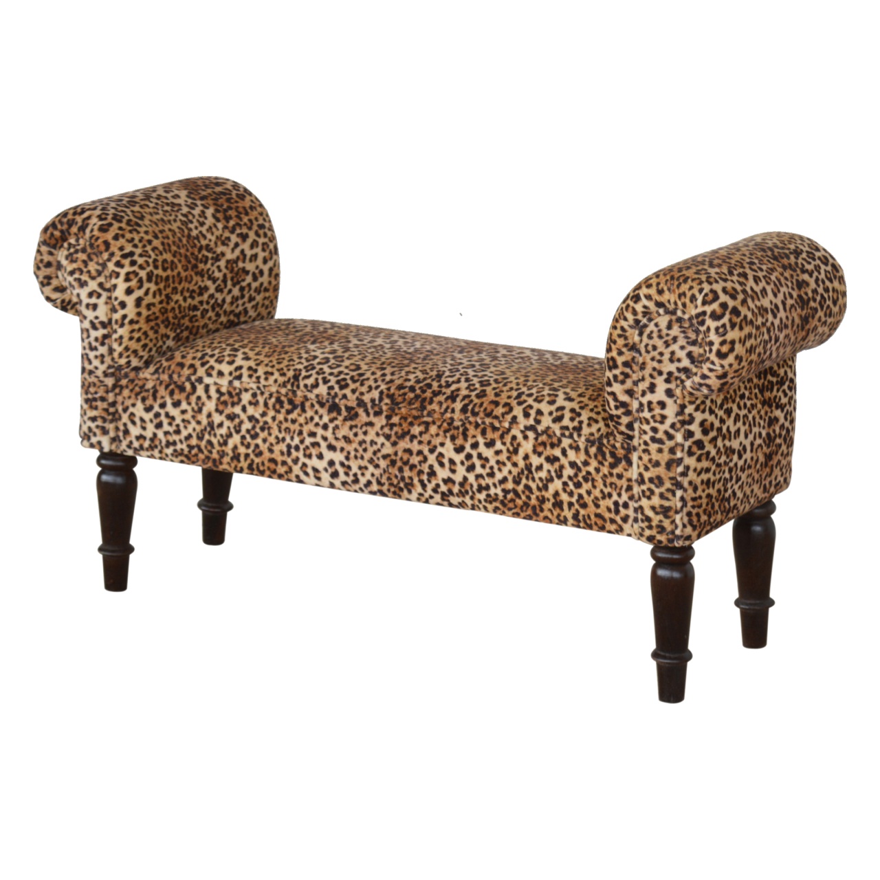 Leopard Print Velvet Bench - Image 2