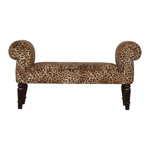 Leopard Print Velvet Bench - Image 10