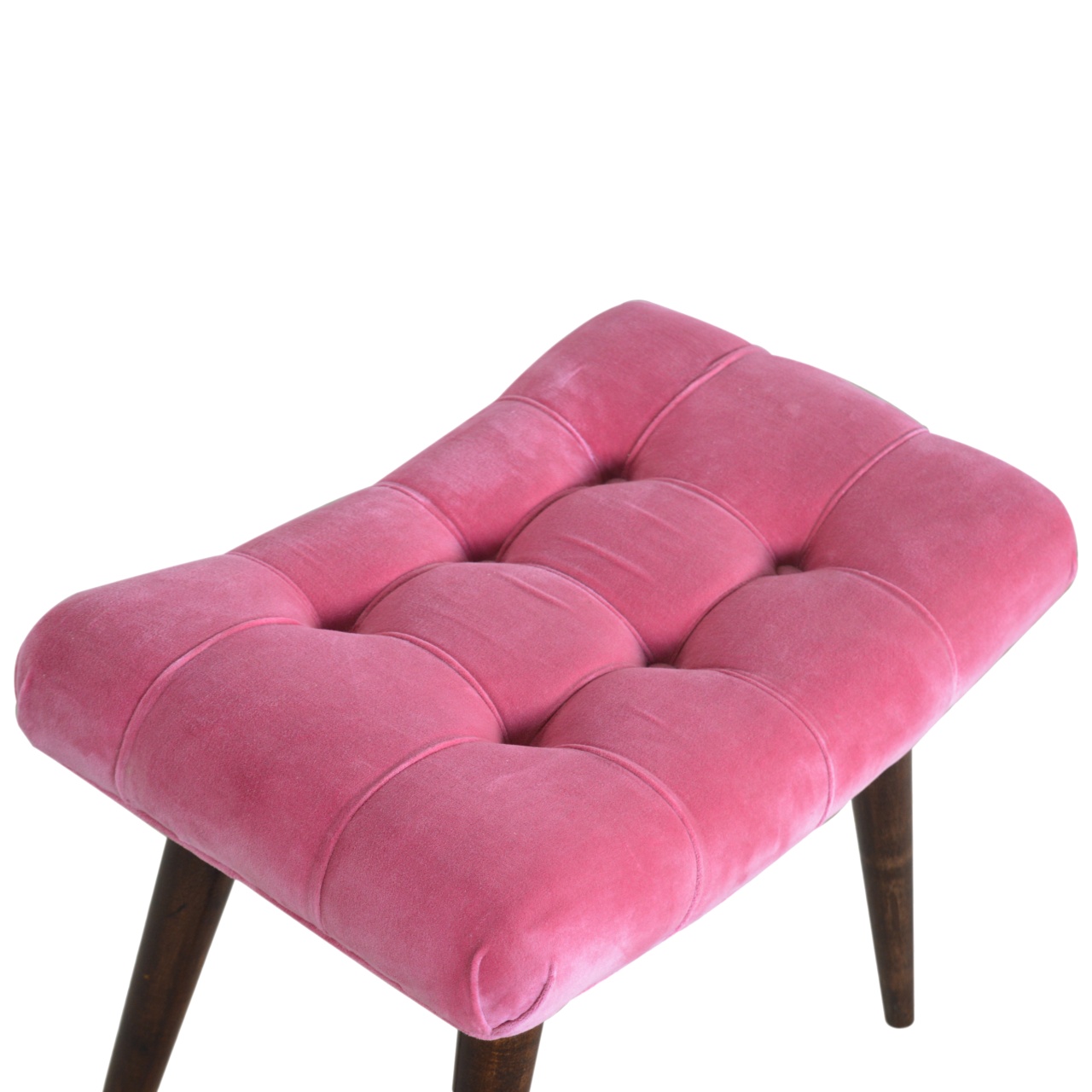 Pink Cotton Velvet Curved Bench - Image 8