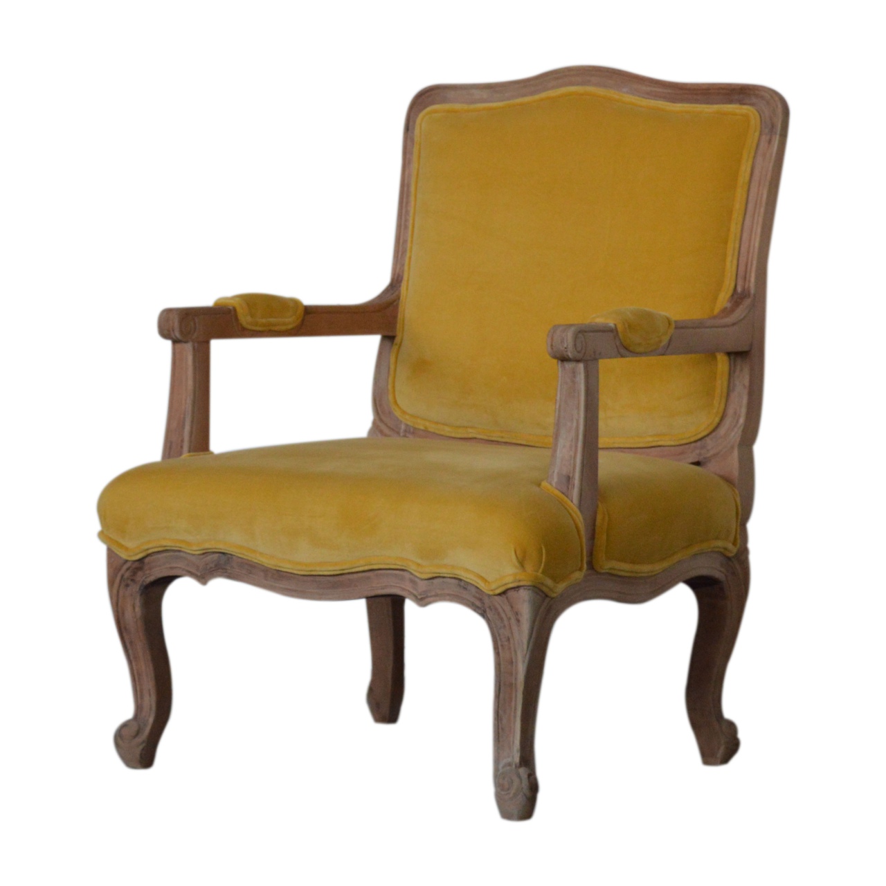 Mustard Velvet French Style Chair - Image 2